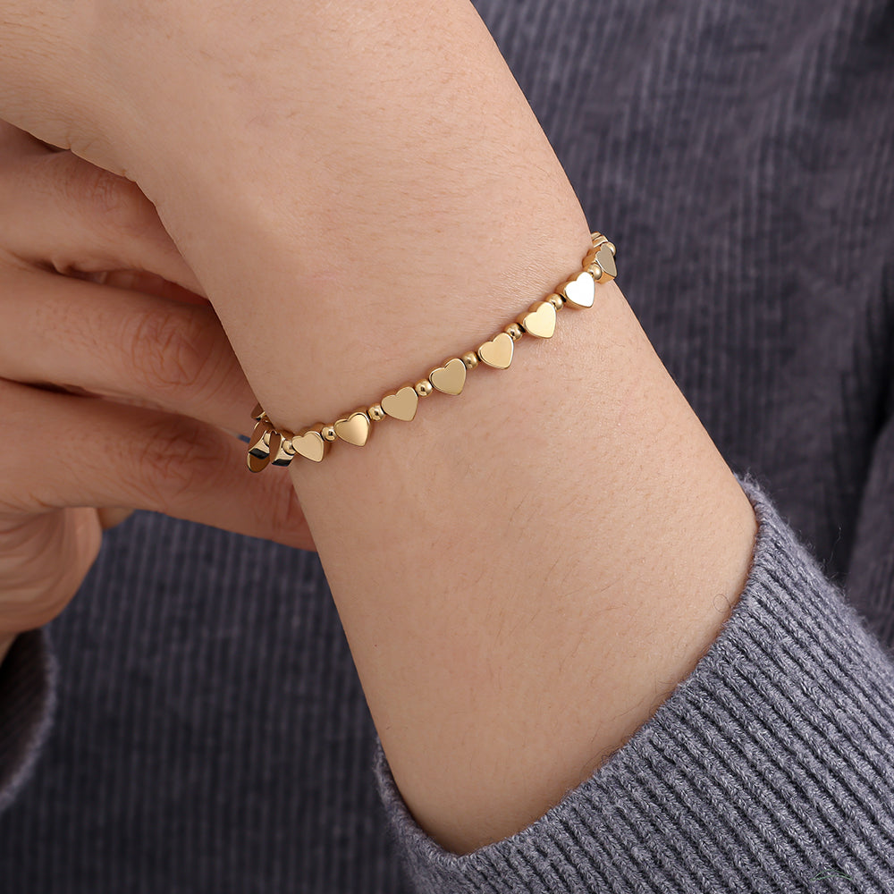 Elastic Heart Chain Armkette aus Edelstahl – Elastisches Herz-Armband