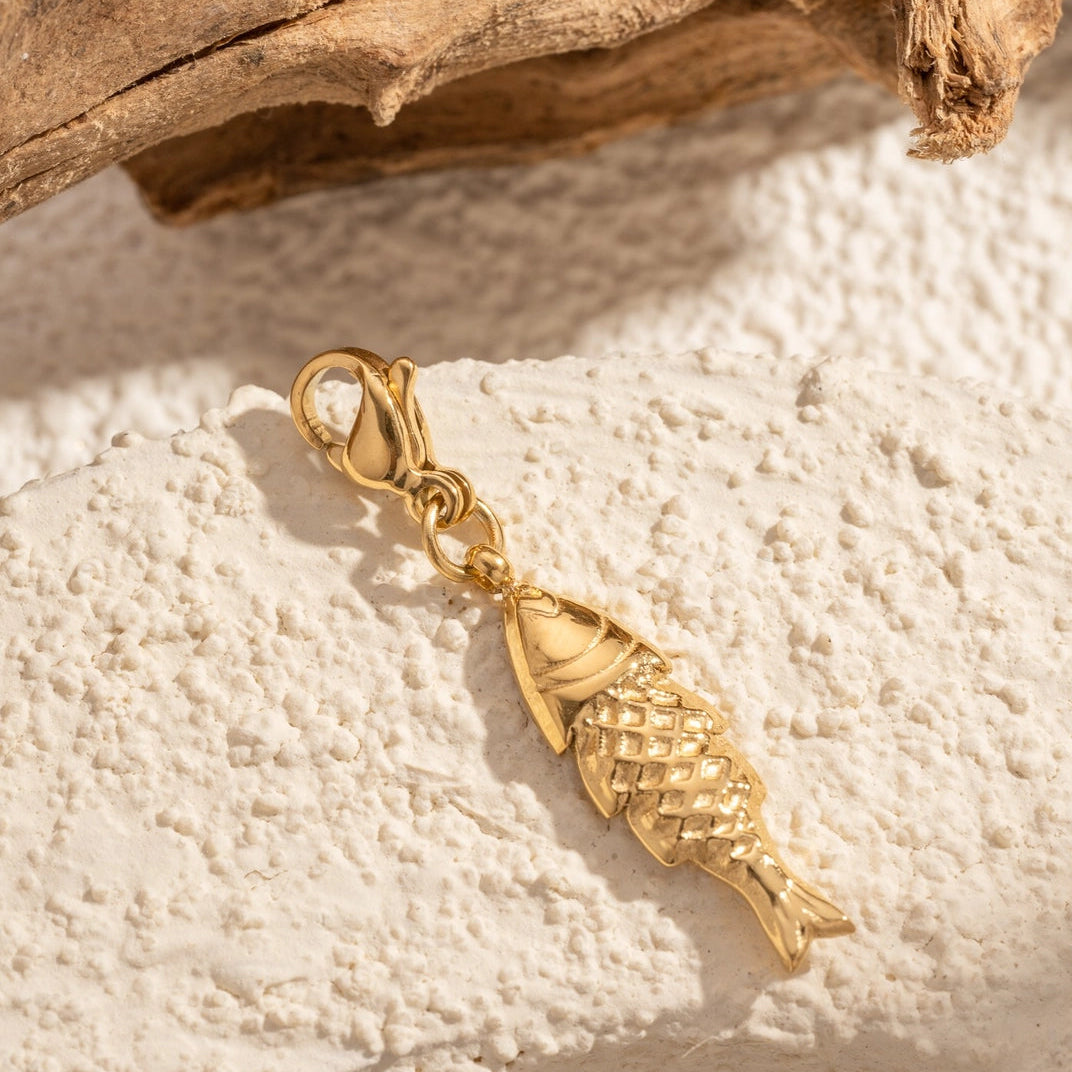 Edelstahl Charm - Goldener Fisch