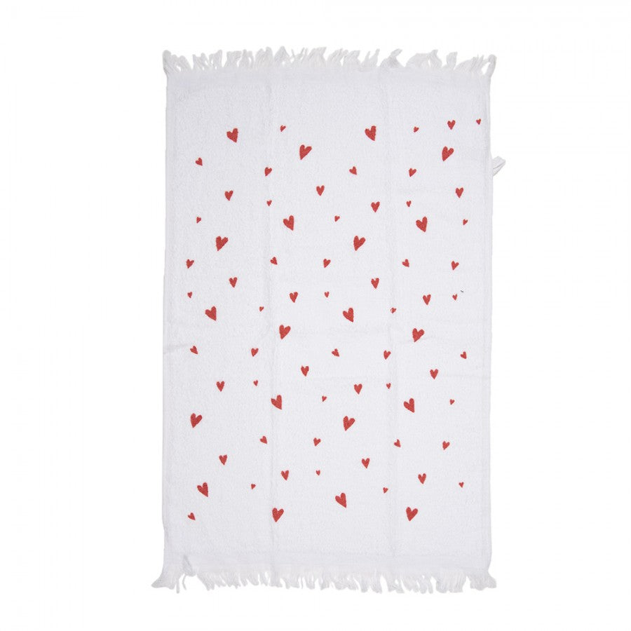 Gästehandtuch Herzen Weiß-Rot 40x66 cm