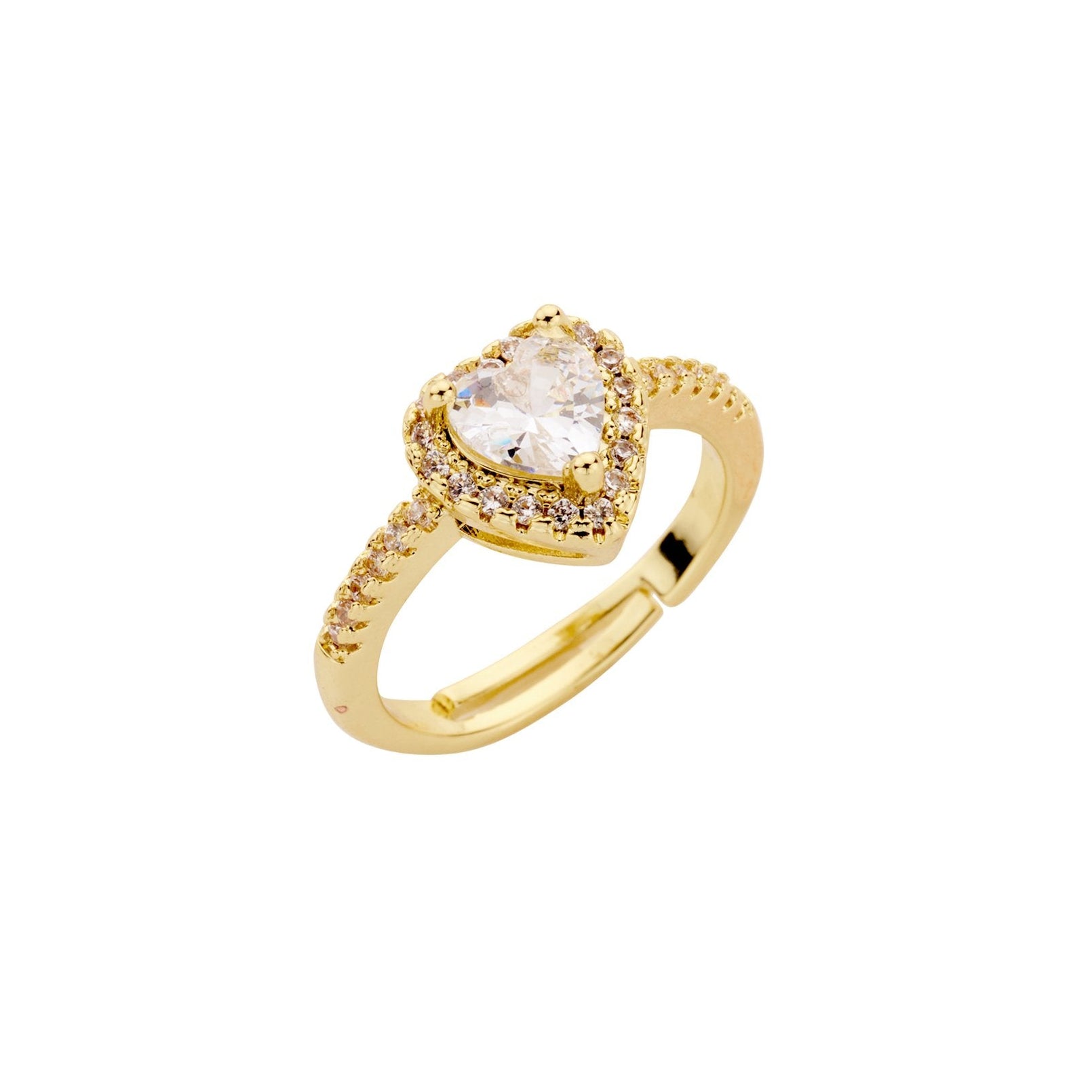 Herz Diamond Ring Gold – Verstellbarer Ring mit Glasstein