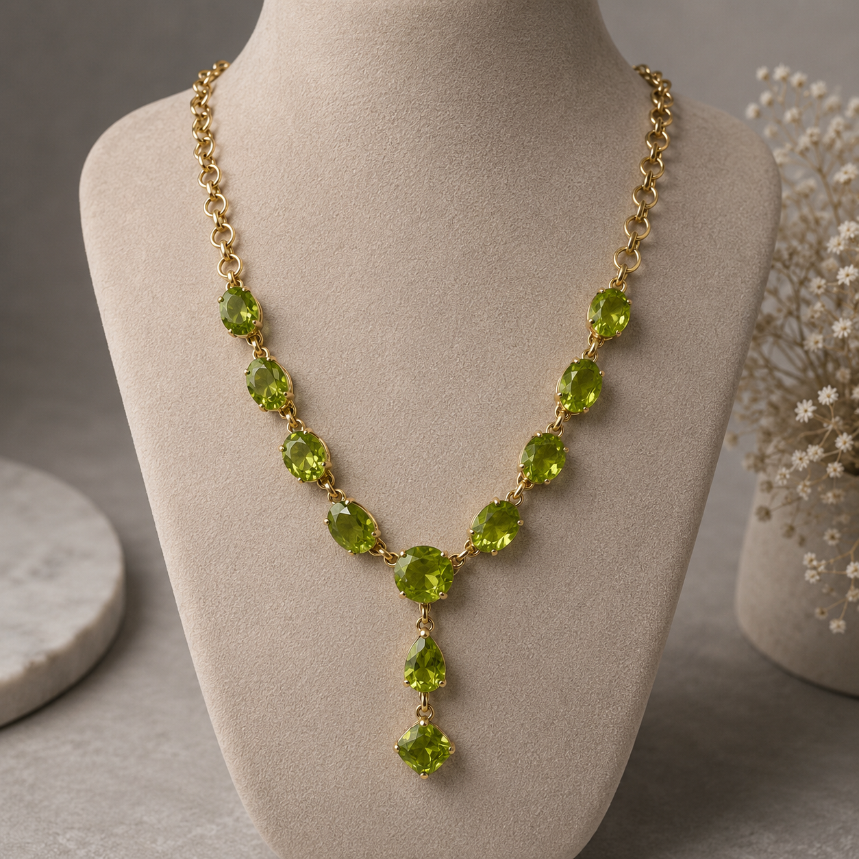 Peridot Statement Kette aus vergoldetem 925 Sterling Silber