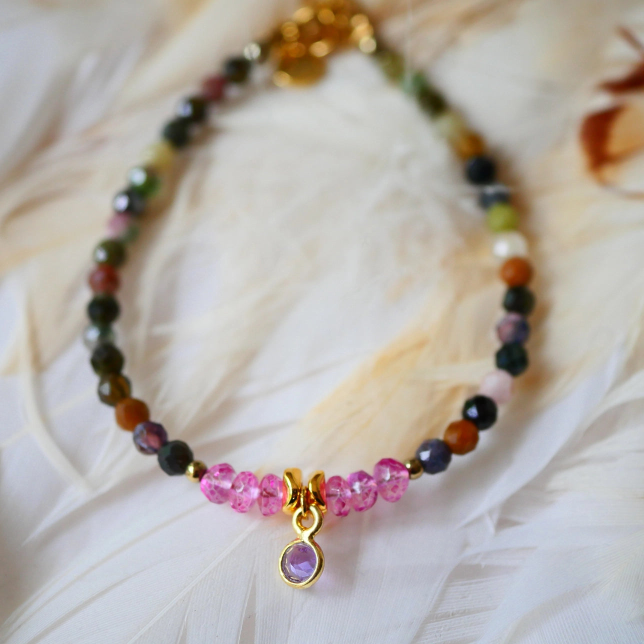 Karishma Armband – Turmalin, rosa Topas & Amethyst