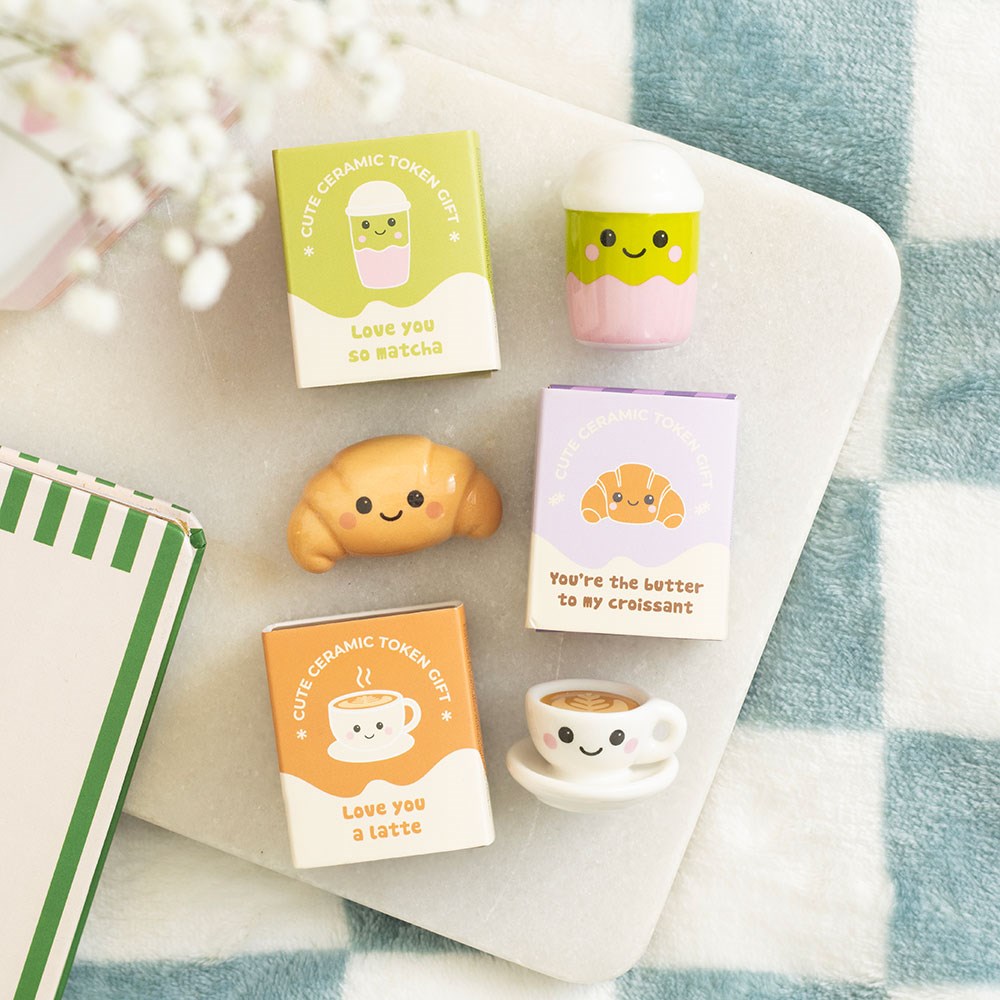 Kawaii Kafe Token Geschenk – Latte, Matcha oder Croissant