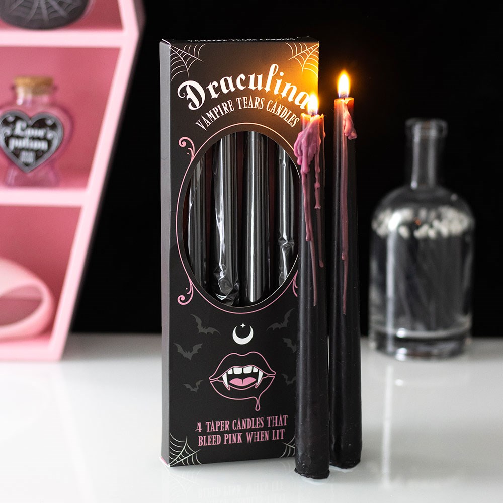 Vampire Tears Spitzkerzen – Rosa Kerzen mit tropfendem Wachseffekt