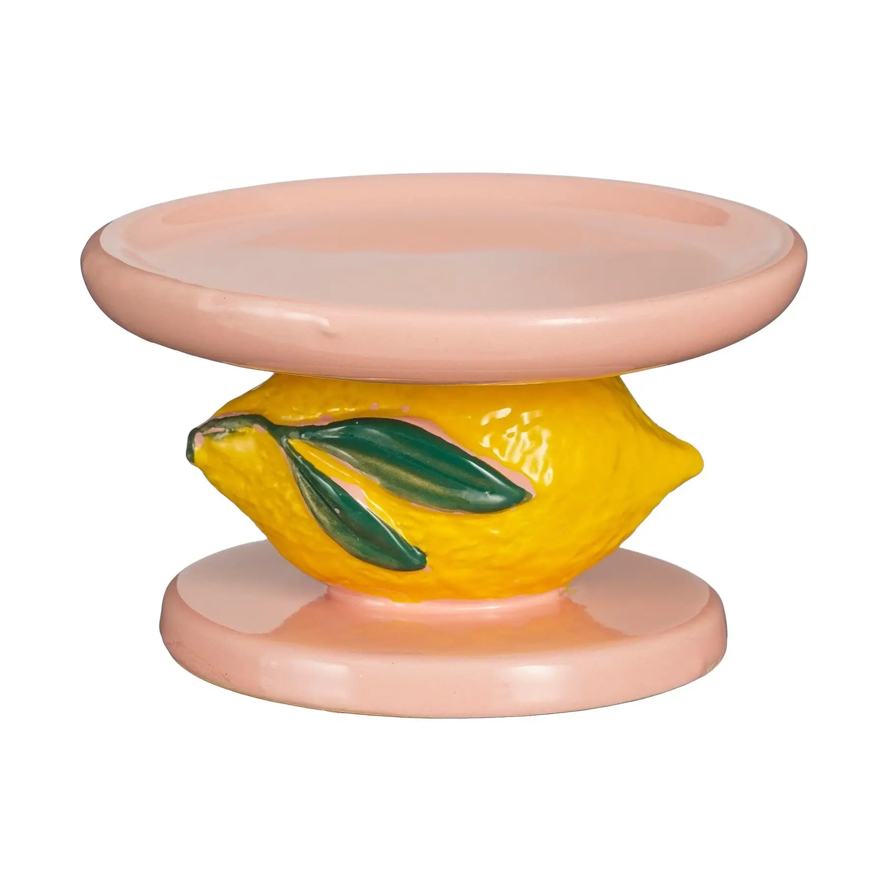 Kerzenhalter mit Zitronendekor – Hellrosa