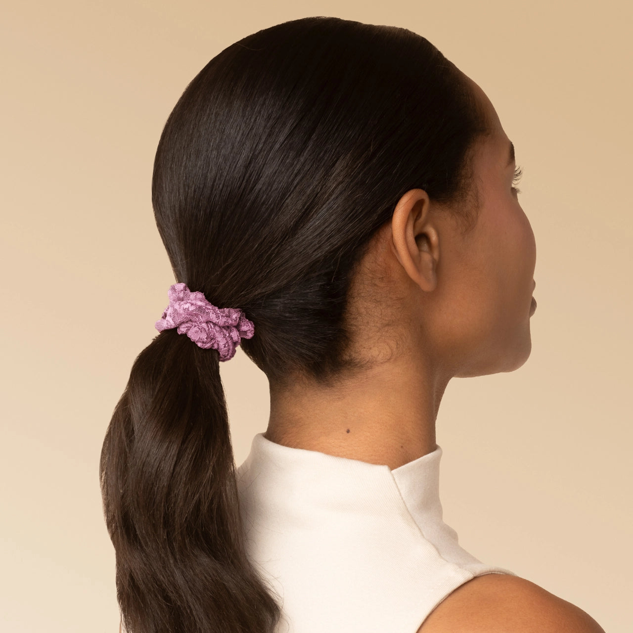 Kitsch Geraffte Spitzen-Scrunchies 5er-Set – Kirsche & Bordeaux