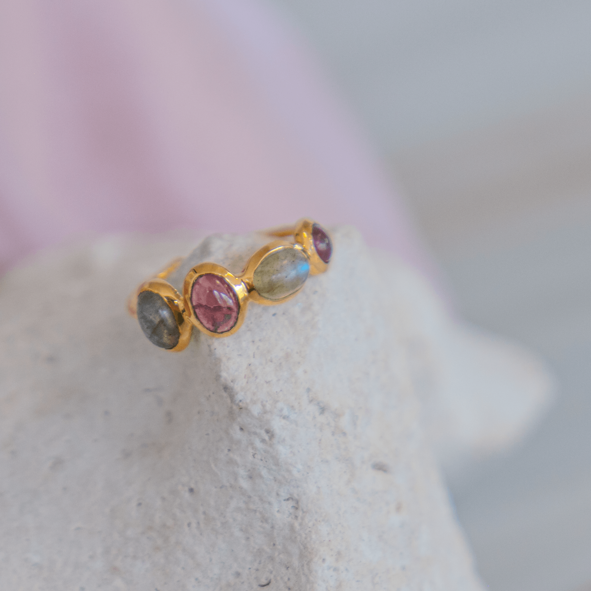 Pinker Turmalin & Labradorit Ring