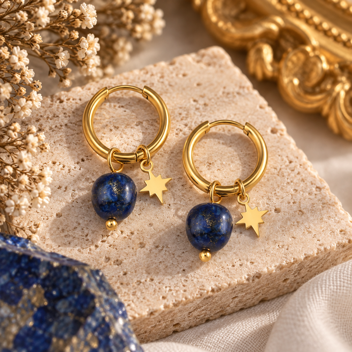 Lapis Lazuli Creolen - Midnight Star
