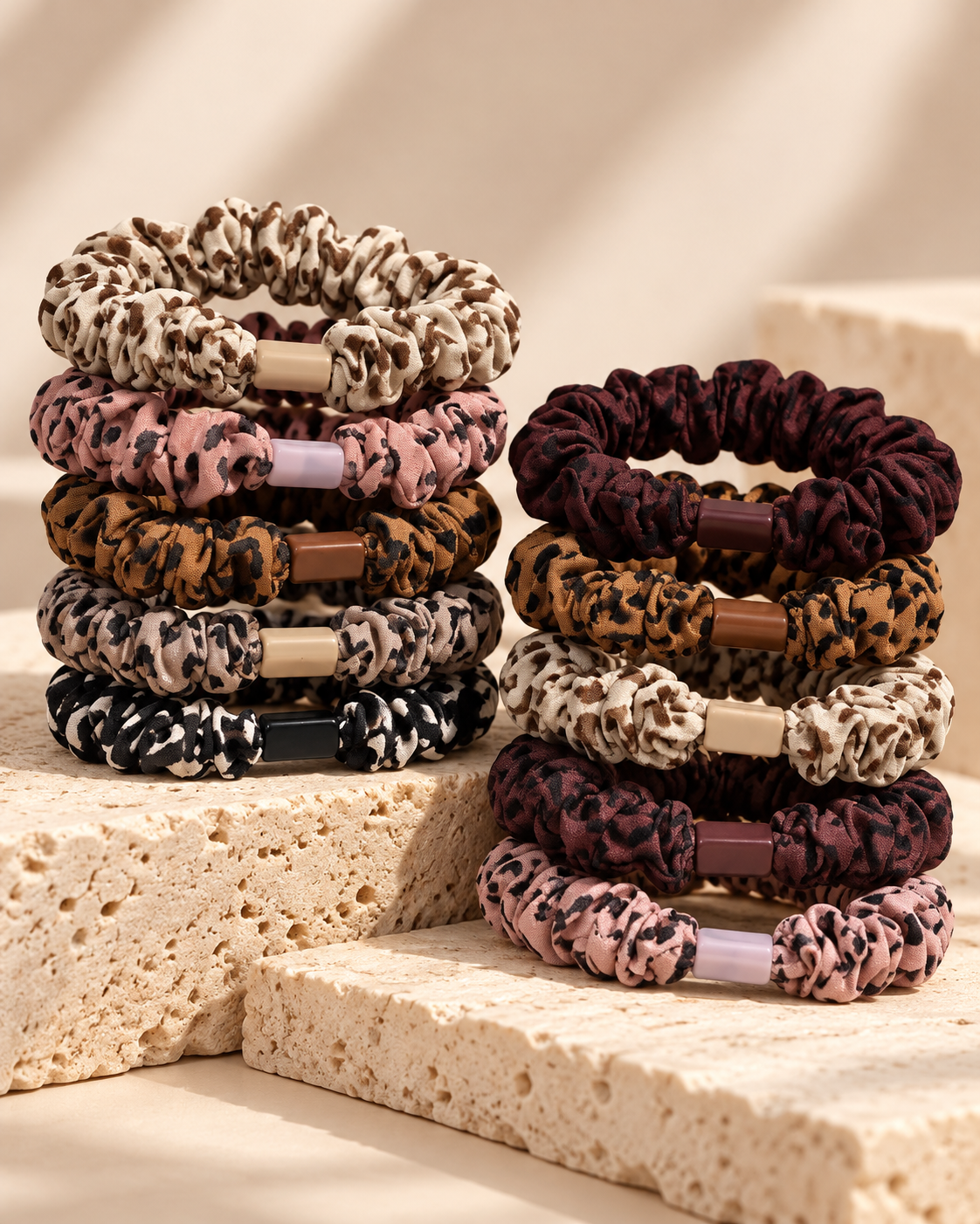 Leopard Satin Scrunchies 10er Set