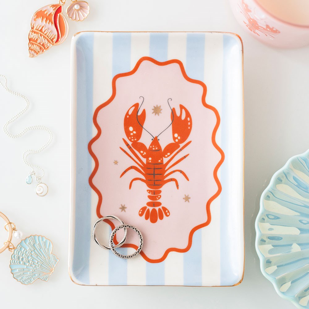 Striped Lobster Schmuckschale – Pastell Deko-Teller