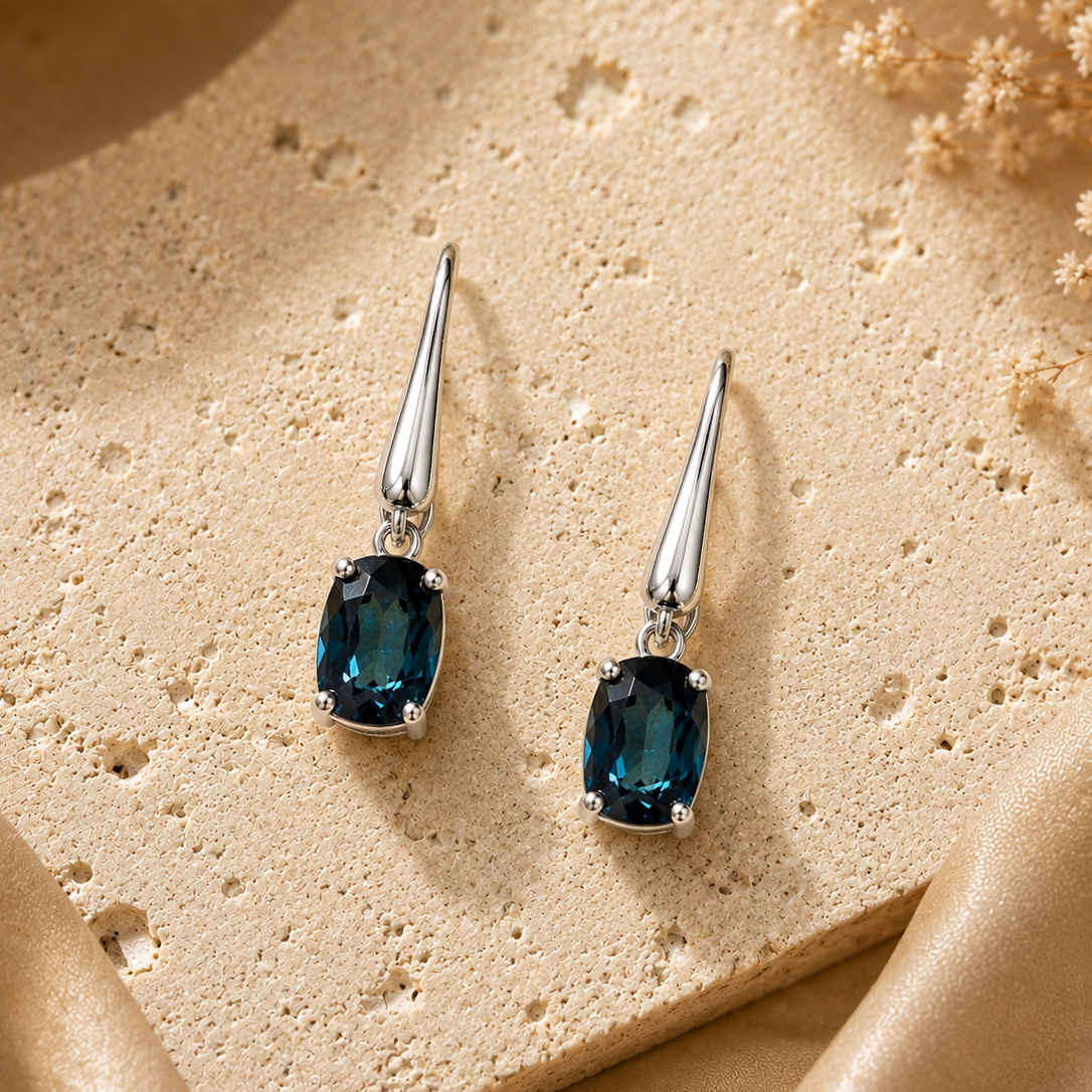 London Blue Topas Ohrringe aus 925 Sterling Silber