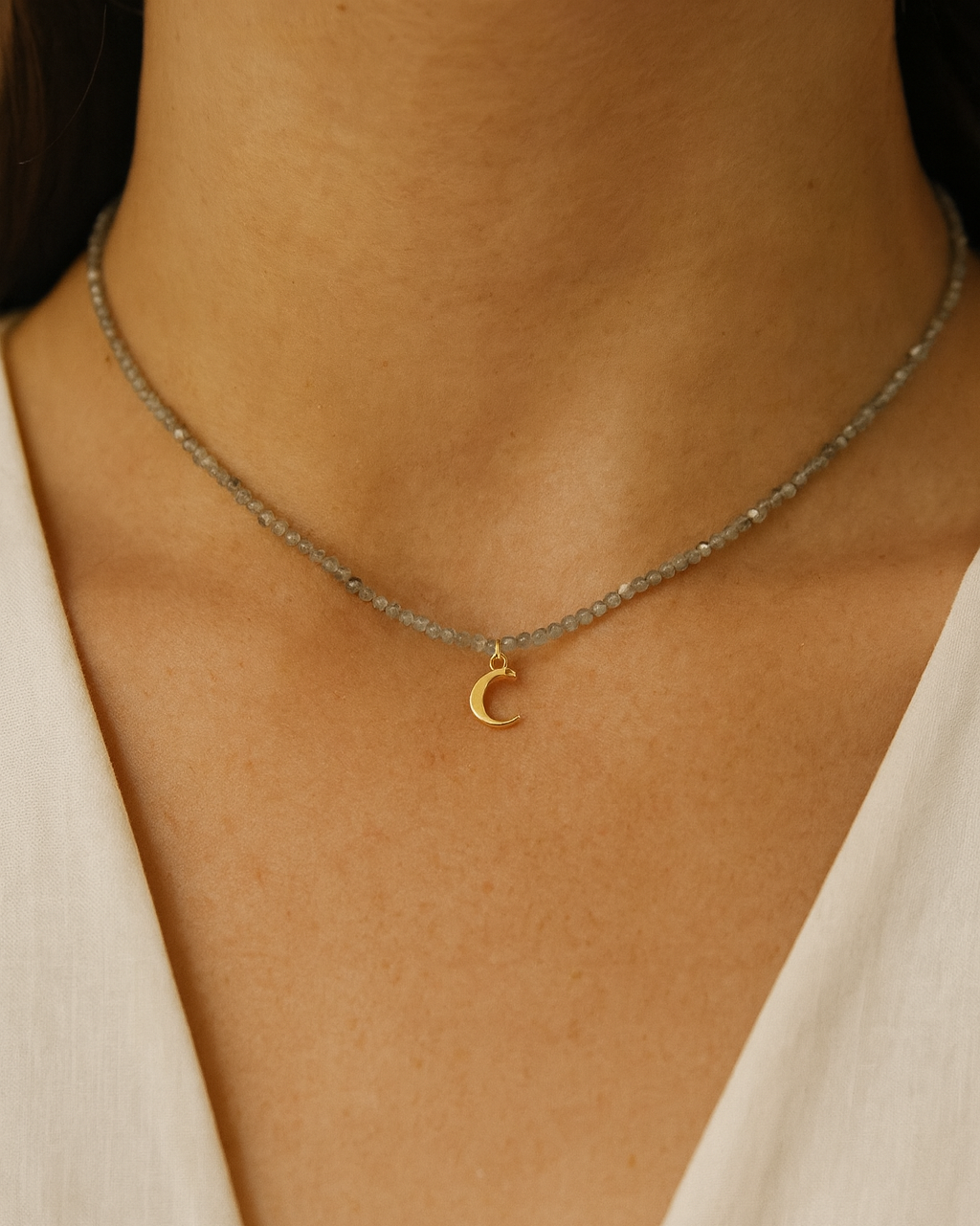 Luna Kette – Labradorit & Mond Charm