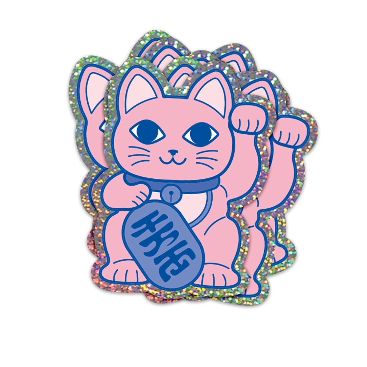 Maneki Neko Lucky Cat Holo Regenbogen - Sticker