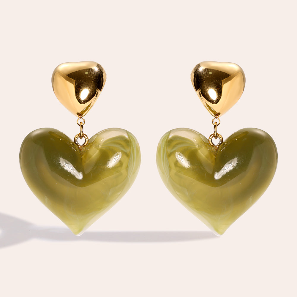 Matcha Latte Heart Edelstahl Ohrringe