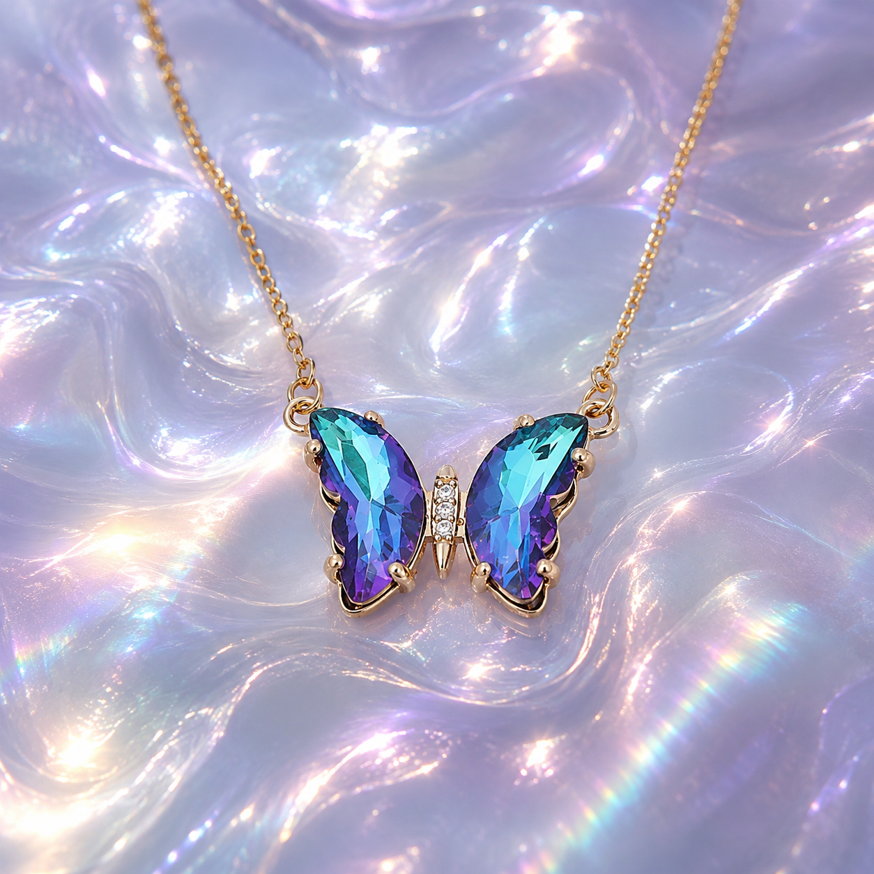 Midnight Aura Chrome Schmetterling Kette