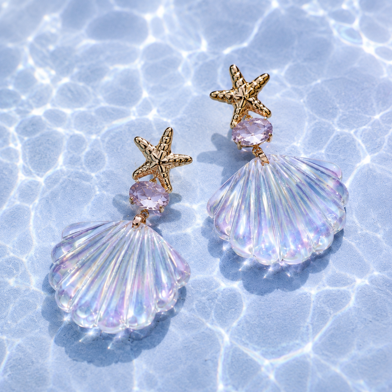 Muschel-Ohrringe „Ocean Glow“ mit Seestern