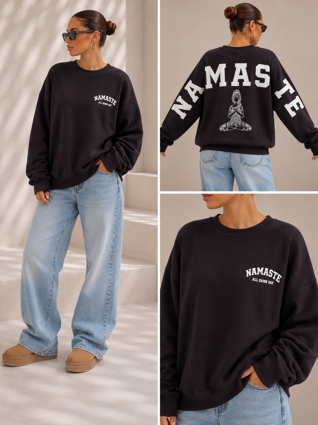 Namaste Oversize Sweatshirt – Schoko Beige