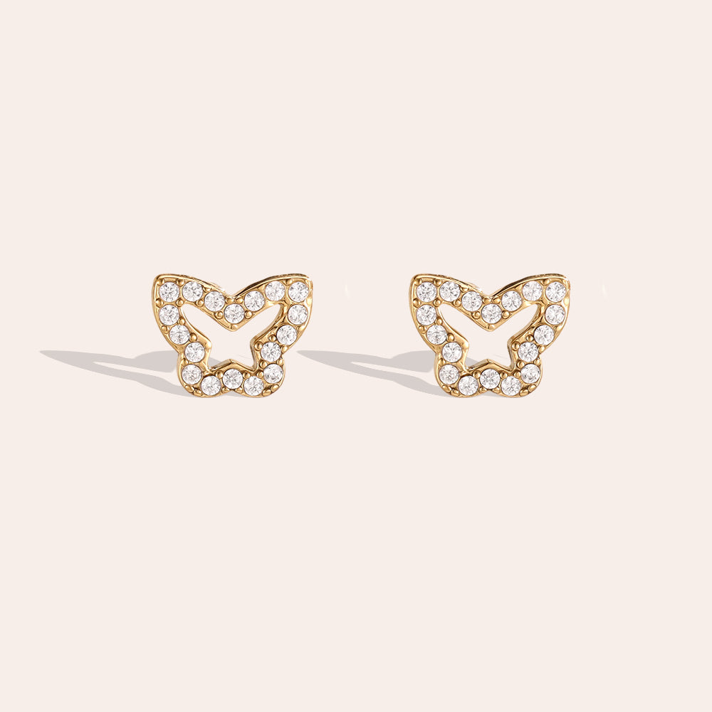 Edelstahl Ohrringe mit Zirkonia-Schmetterling