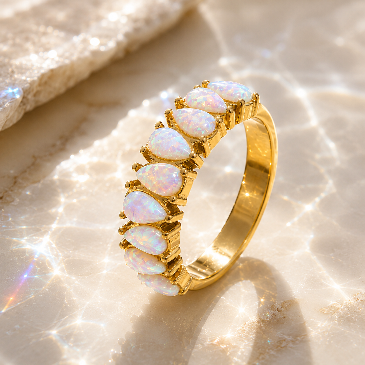 Aurora Opal Ring – 18K vergoldeter Edelstahl Ring