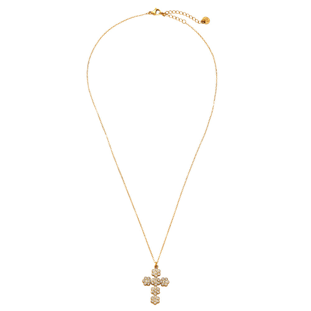 Floral Diamond Cross Kette