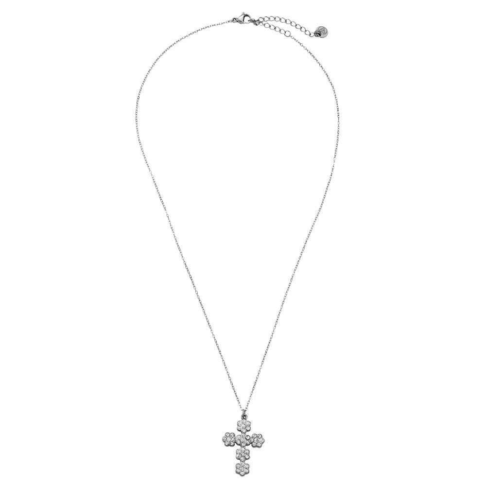 Floral Diamond Cross Kette