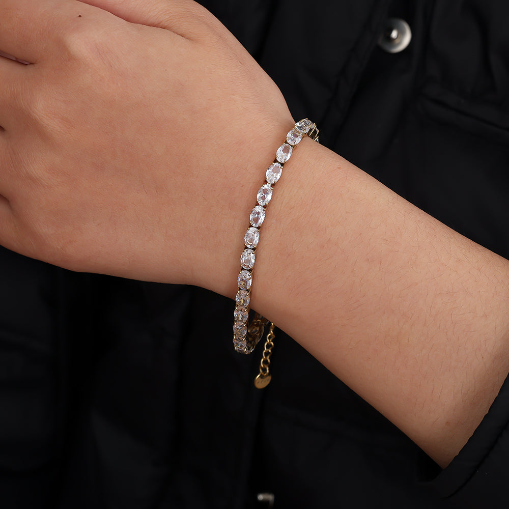 Oval Diamond Tennis Armband