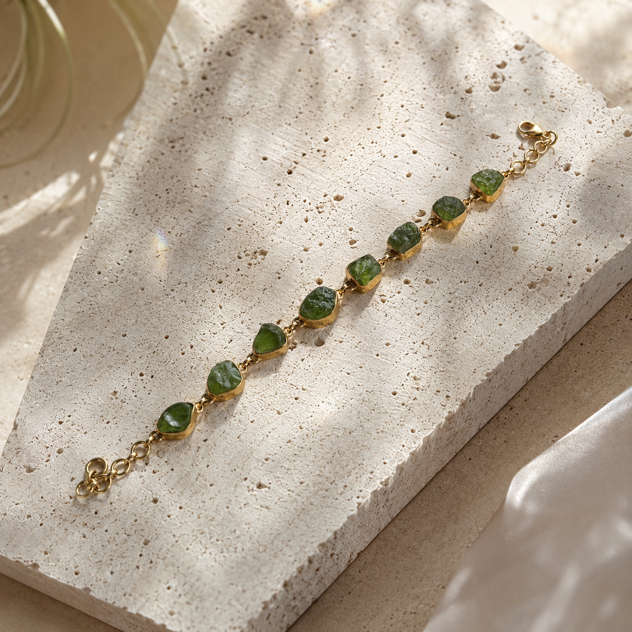 Vergoldetes Peridot Armband aus 925 Sterling Silber