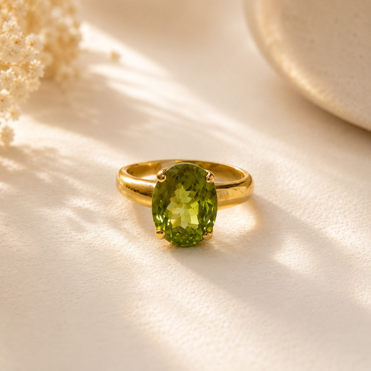 Peridot Ring aus 925 Sterling Silber vergoldet | Größe 60
