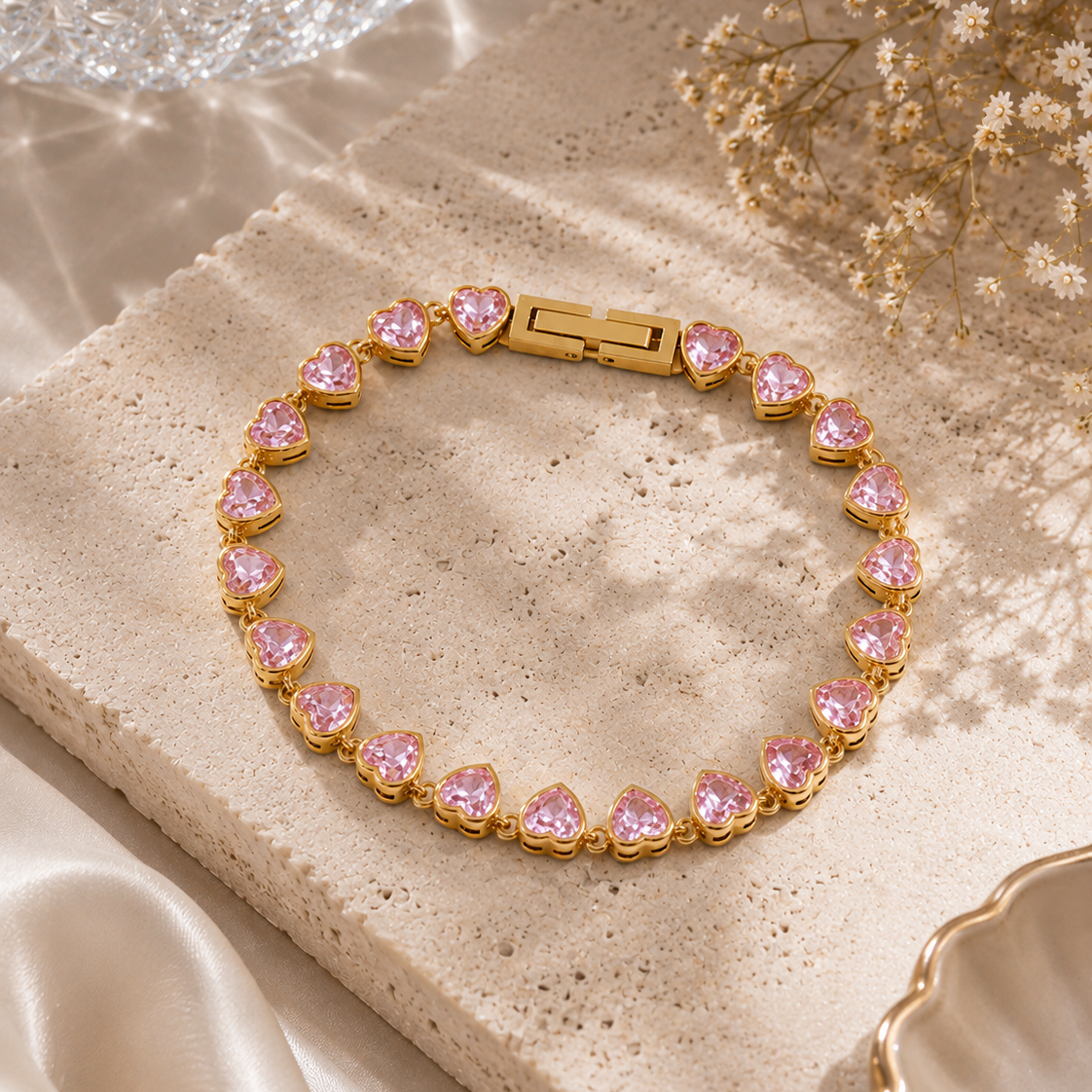 Pink Eternity Heart Armband