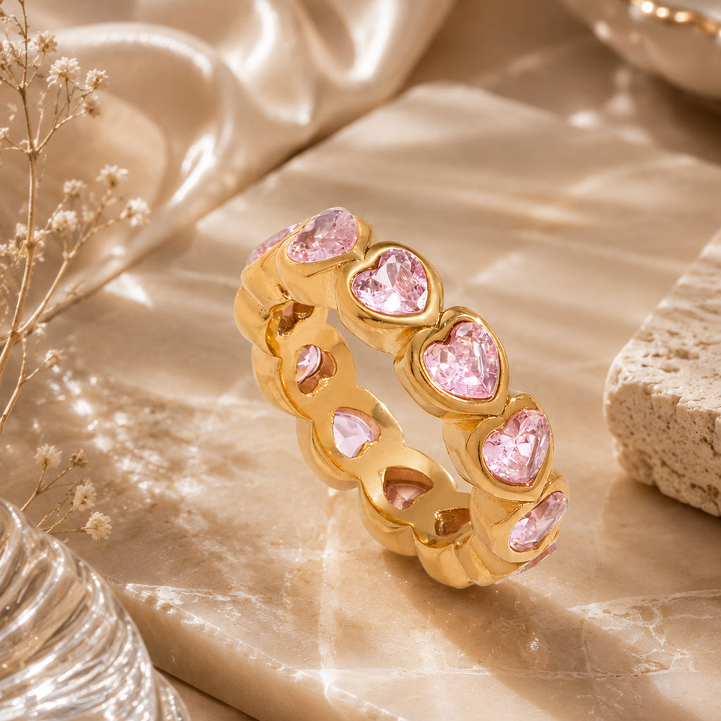 Pink Eternity Heart Ring