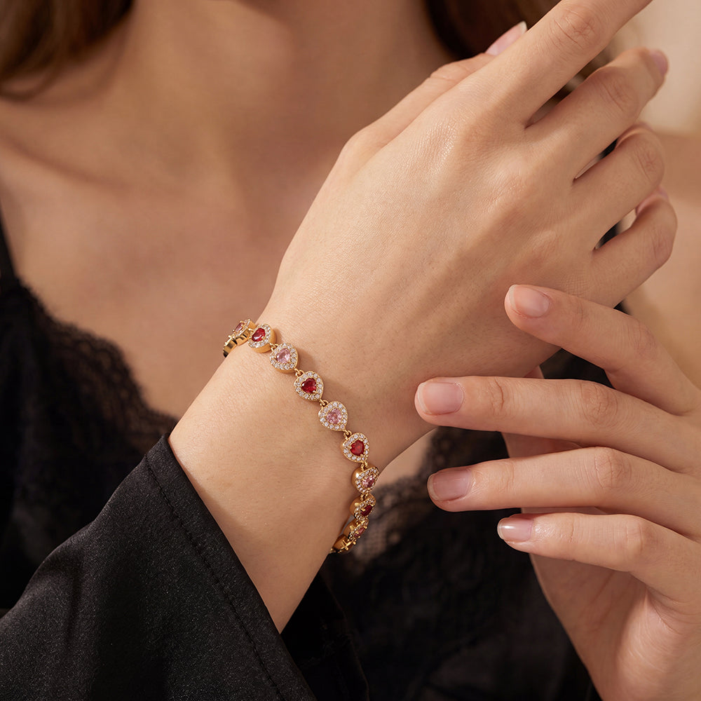 Pink Hearts Edelstahl Armband
