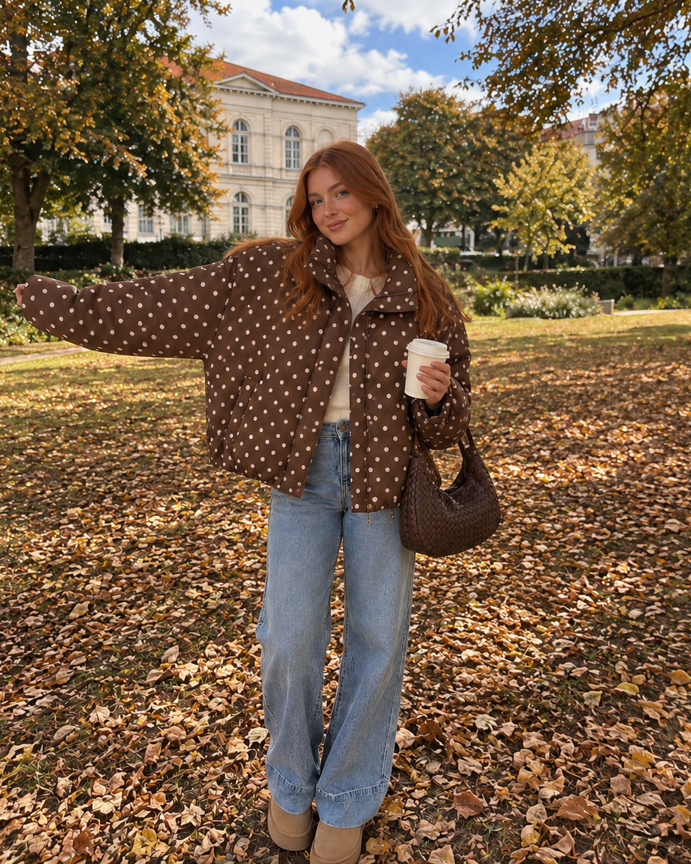 Polka Dot Puffer Jacke
