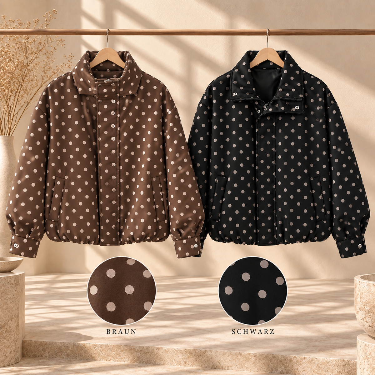 Polka Dot Puffer Jacke