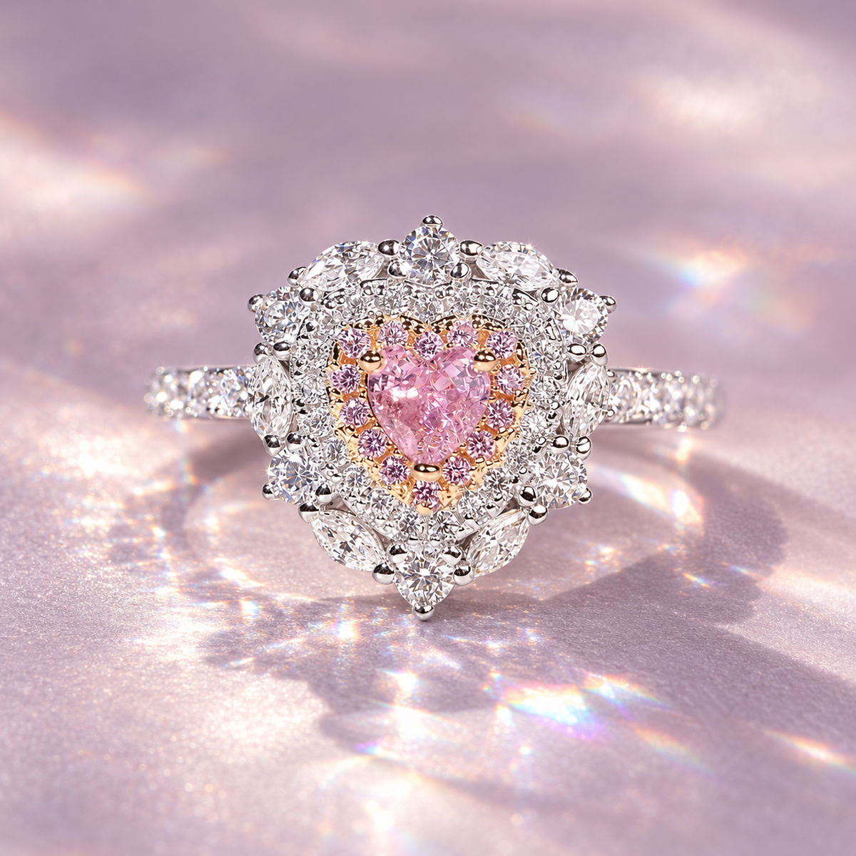 Radiant Diamond - Pink Heart Ring