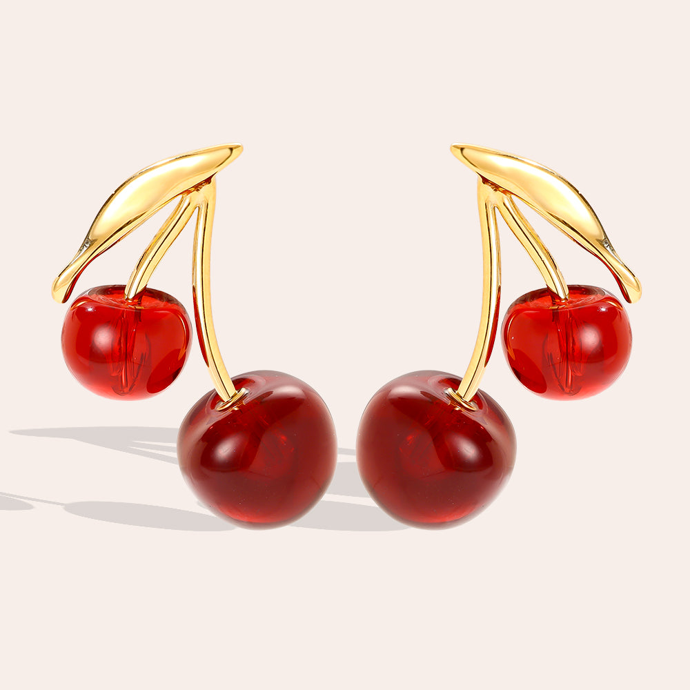 Red Cherry Ohrringe aus Edelstahl – 34 mm | Gold oder Silber
