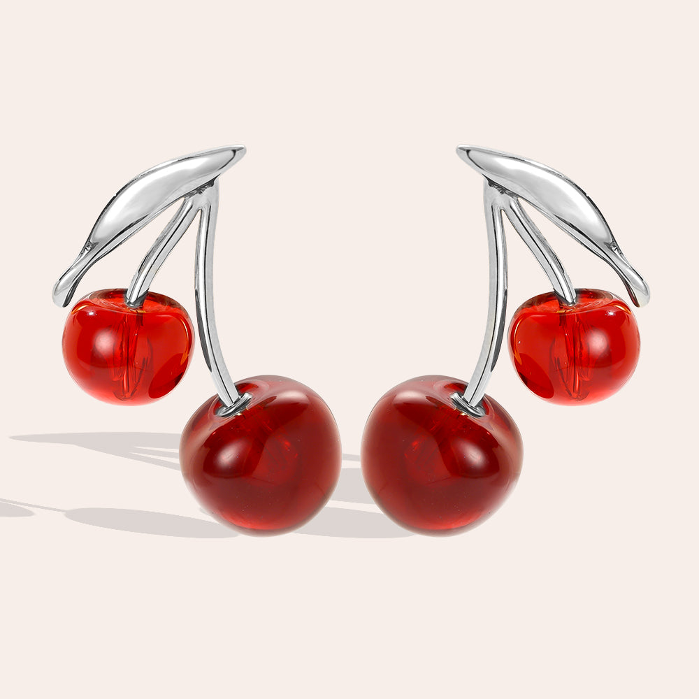 Red Cherry Ohrringe aus Edelstahl – 34 mm | Gold oder Silber