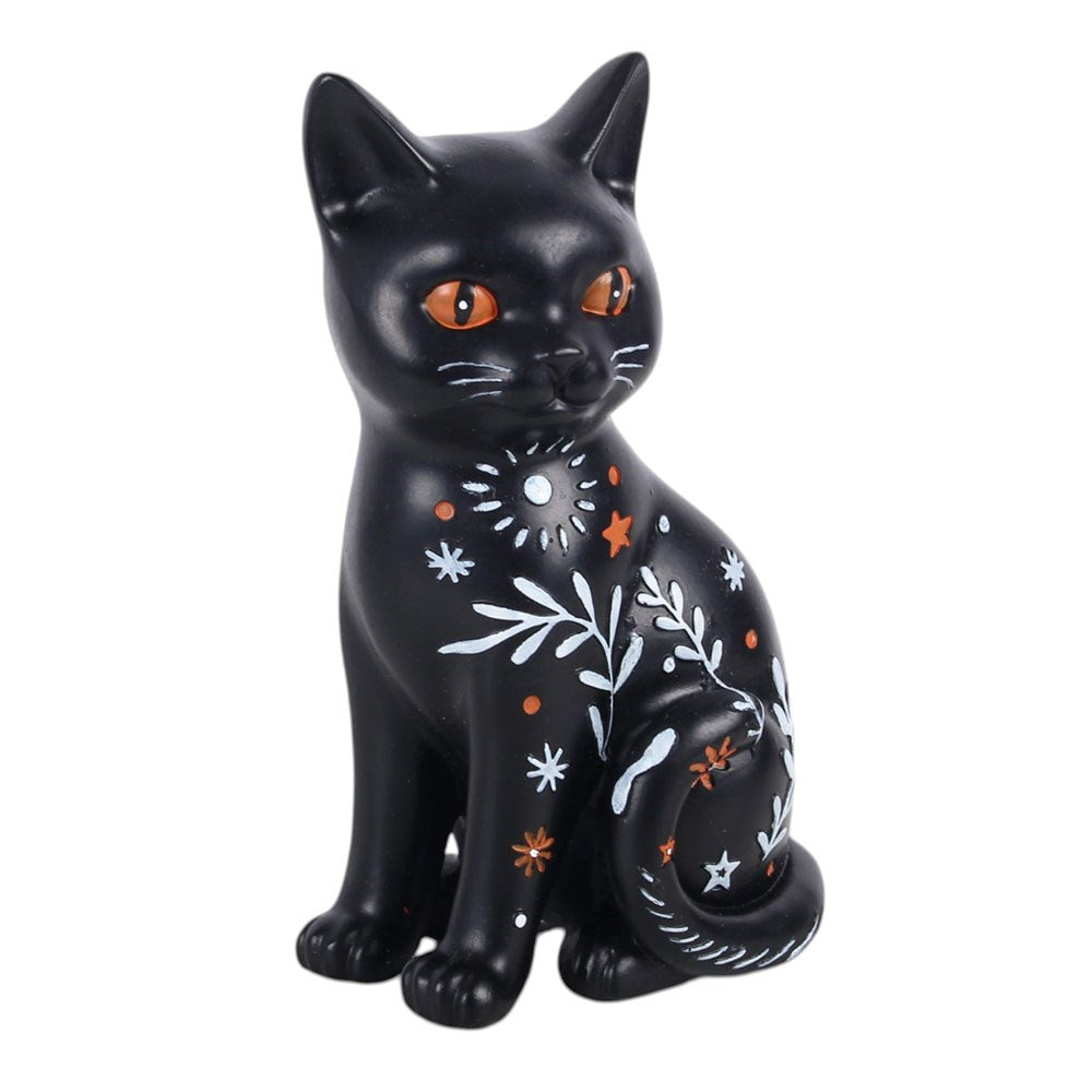 Schwarze Katzenfigur im Volkskunst-Stil