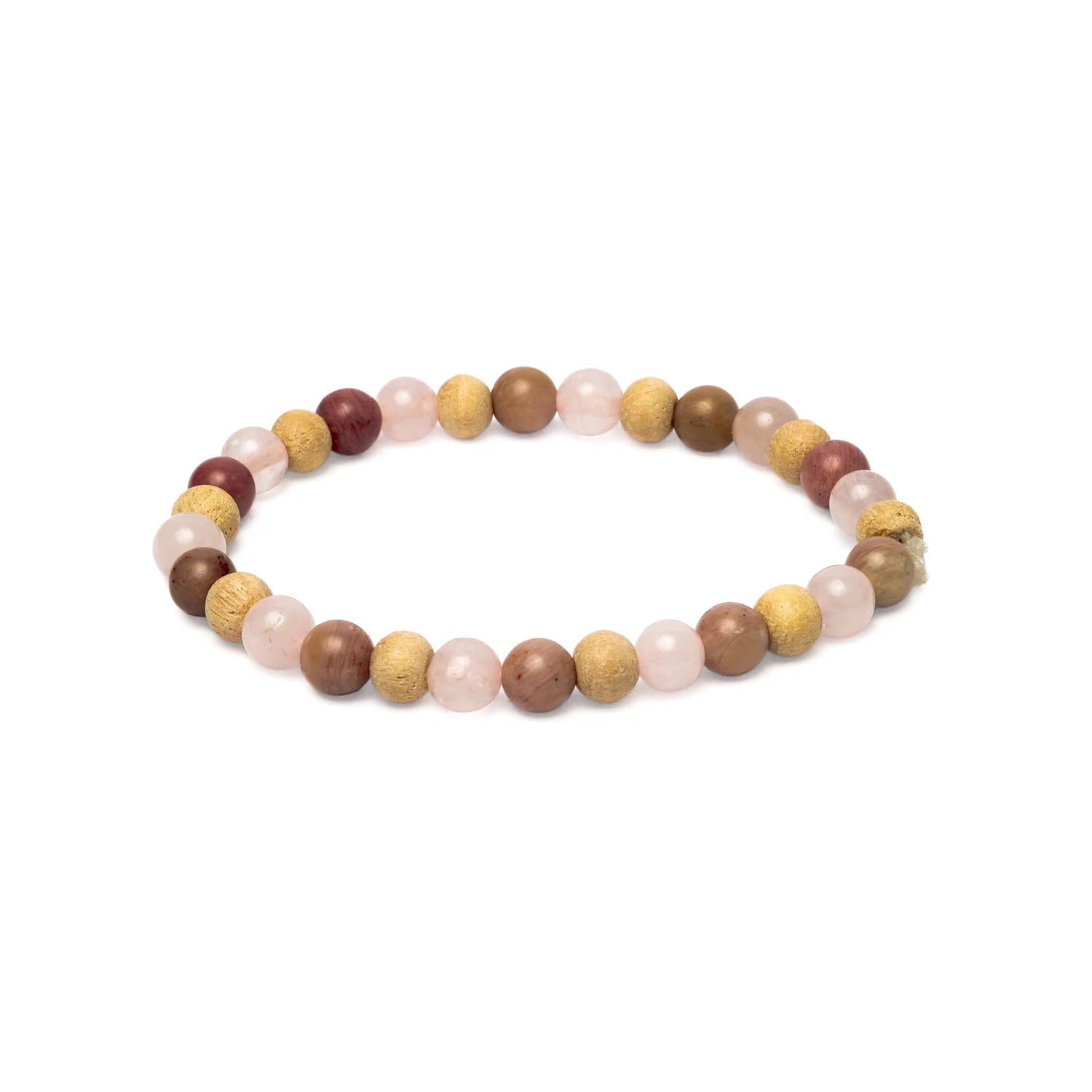 Armband Thulit, Rosenquarz & Tulsi – Elastisch 6 mm