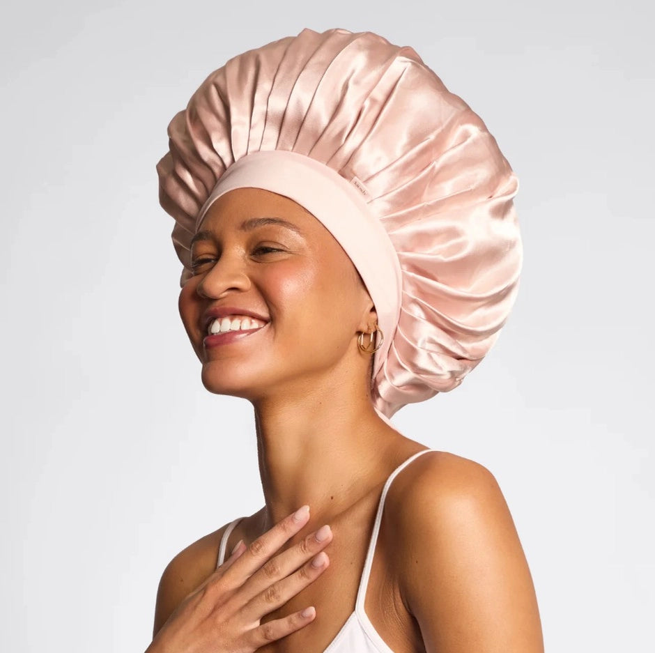 Verstellbare Satin Haube - Rosa