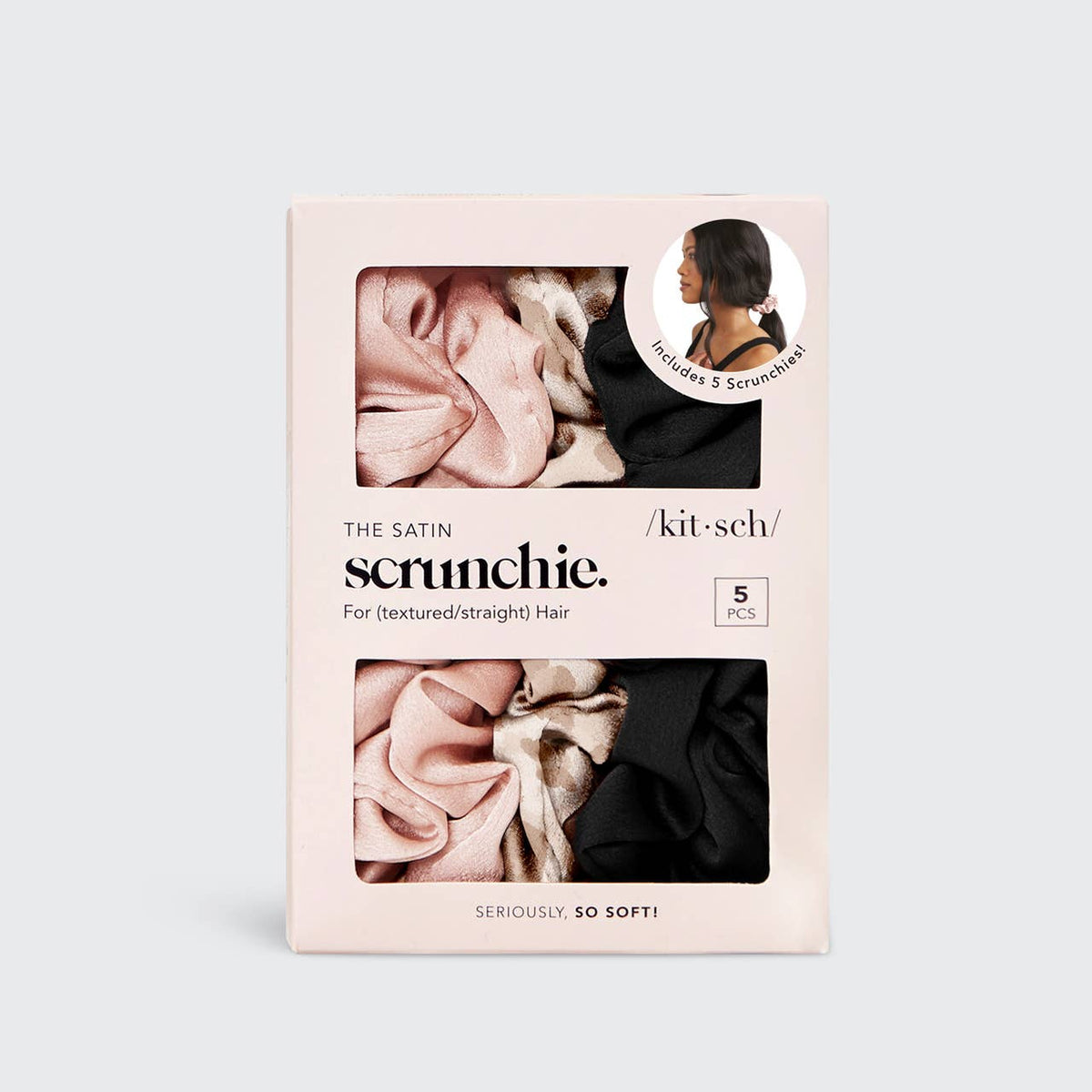 Kitsch Soft Satin – Haarschonende Satin Scrunchies | Leo Blush 5er Set