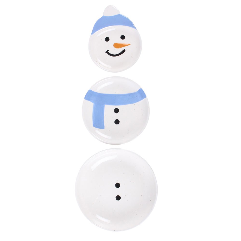 3er-Set stapelbare Schalen mit Winter-Schneemann-Motiv