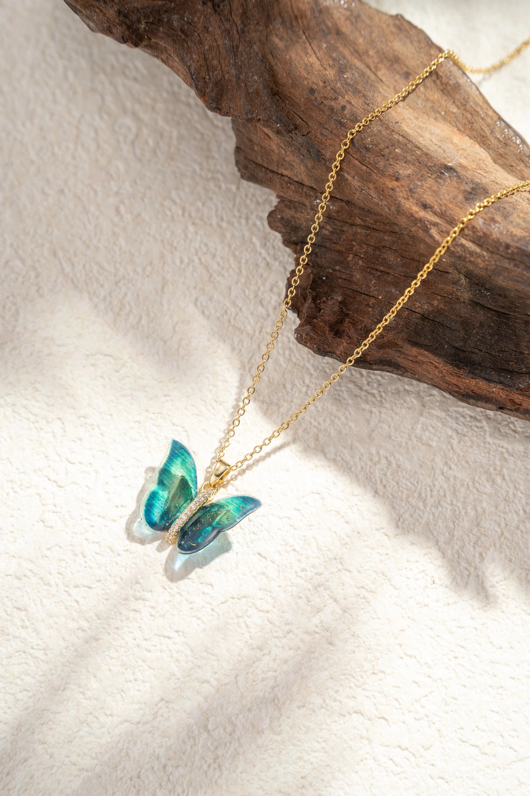 Vergoldete Edelstahl Halskette mit Schmetterling