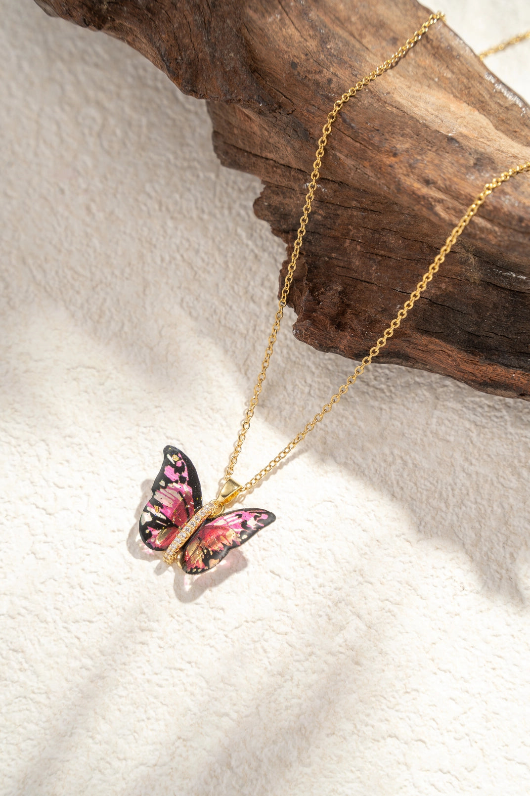 Vergoldete Edelstahl Halskette mit Schmetterling