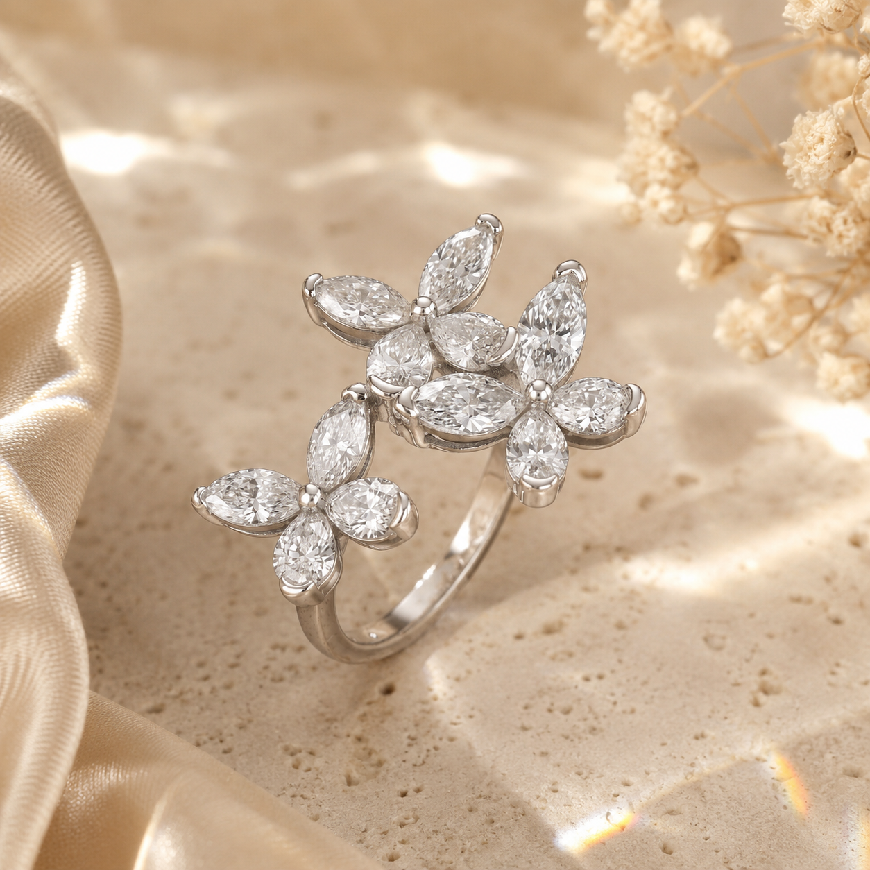 Schmetterling VVS1 Moissanit Ring – 925 Sterling Silber | Mit Zertifikat