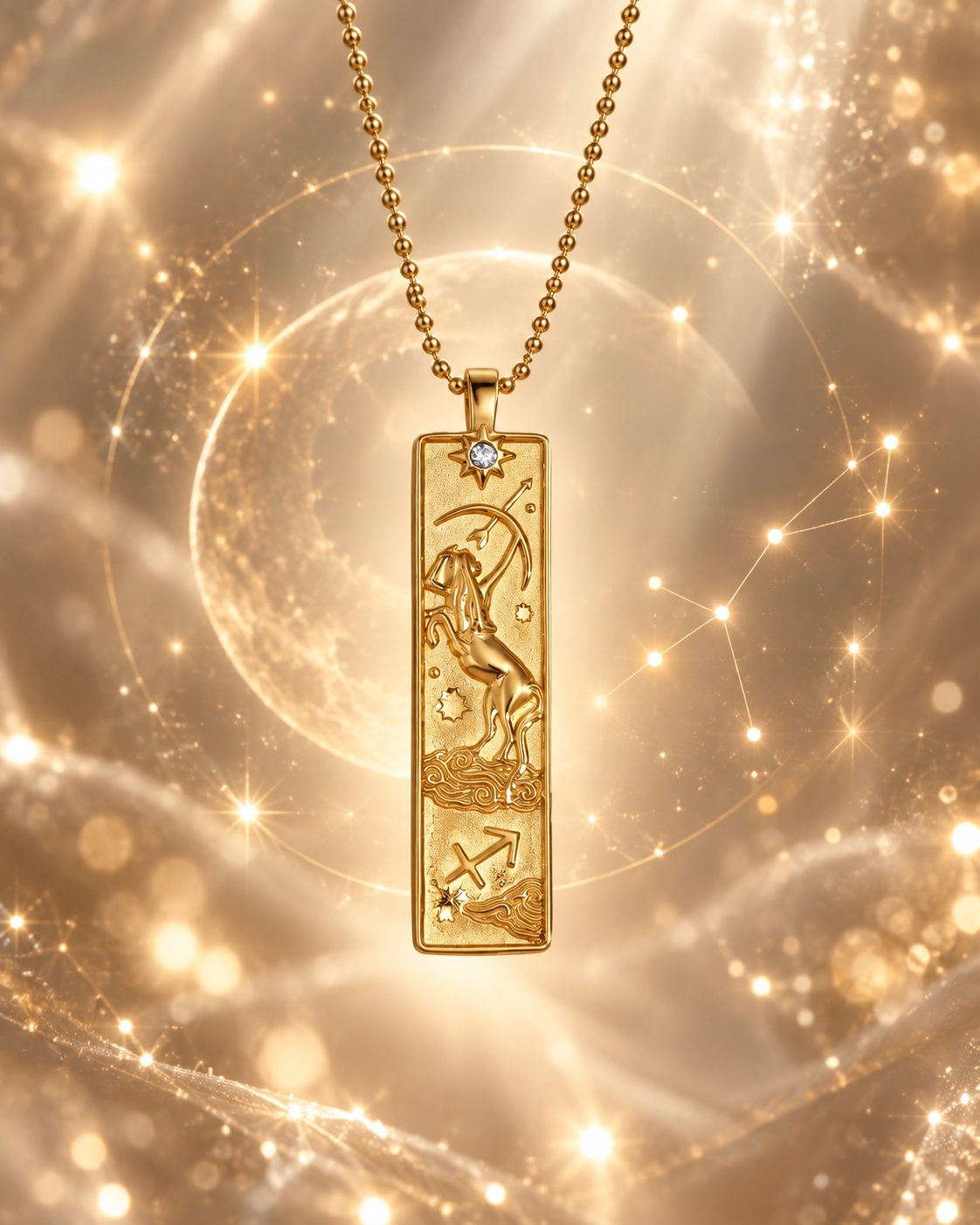 Schütze Sternzeichen Kette in Gold mit kunstvollem Zodiac Anhänger von ANNURAH