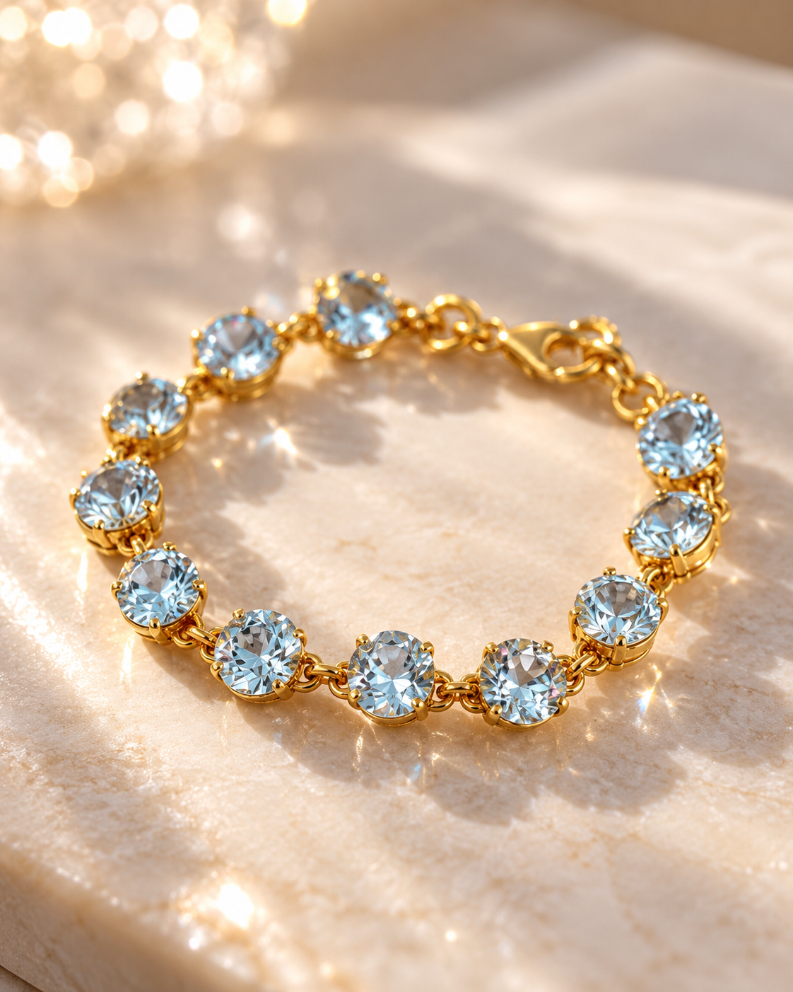 Sky Blue Topas Armband – 925 Sterling Silber & Vergoldet