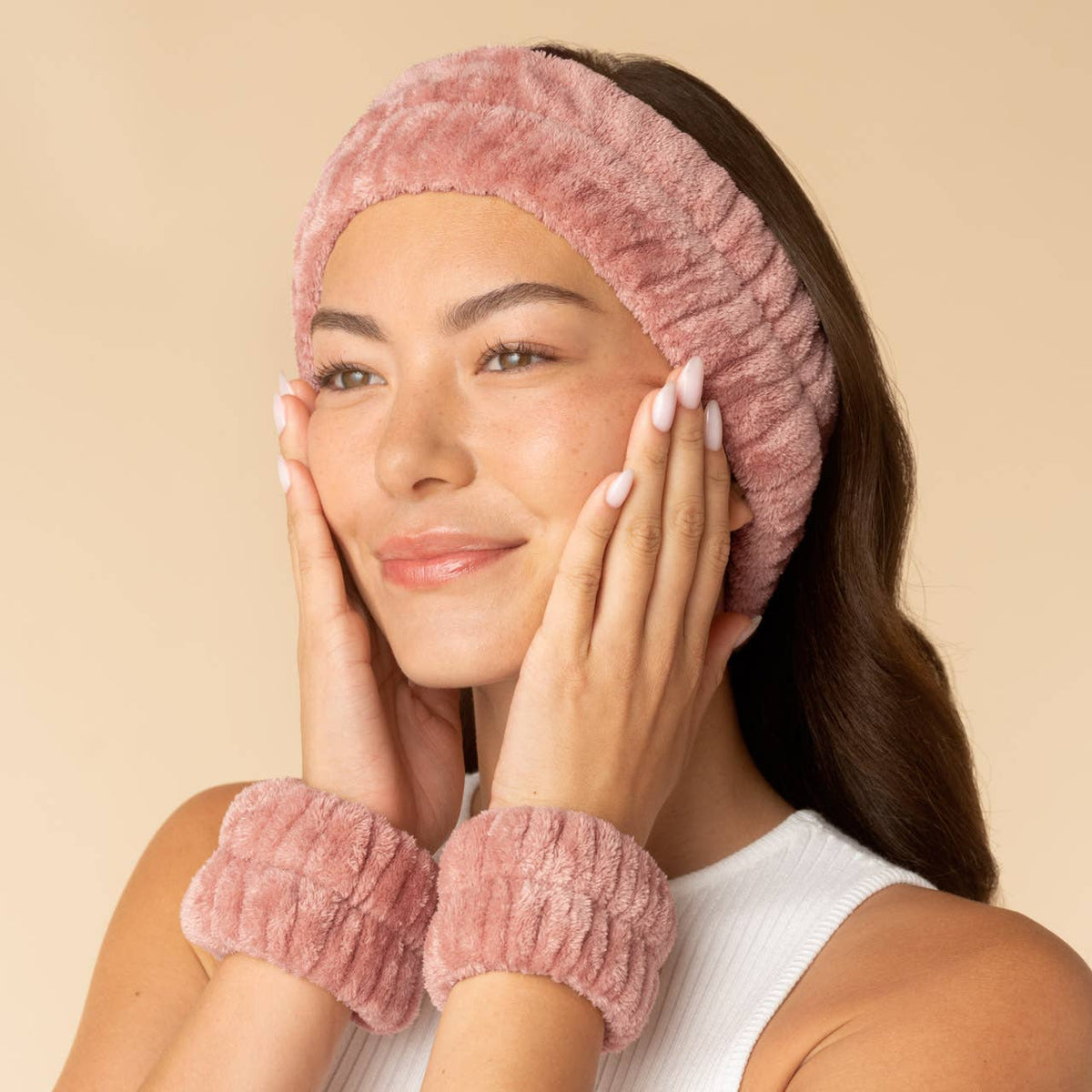 Kitsch Daily Spa – Mikrofaser Stirnband & Handgelenkbänder | Terracotta | 3er Set