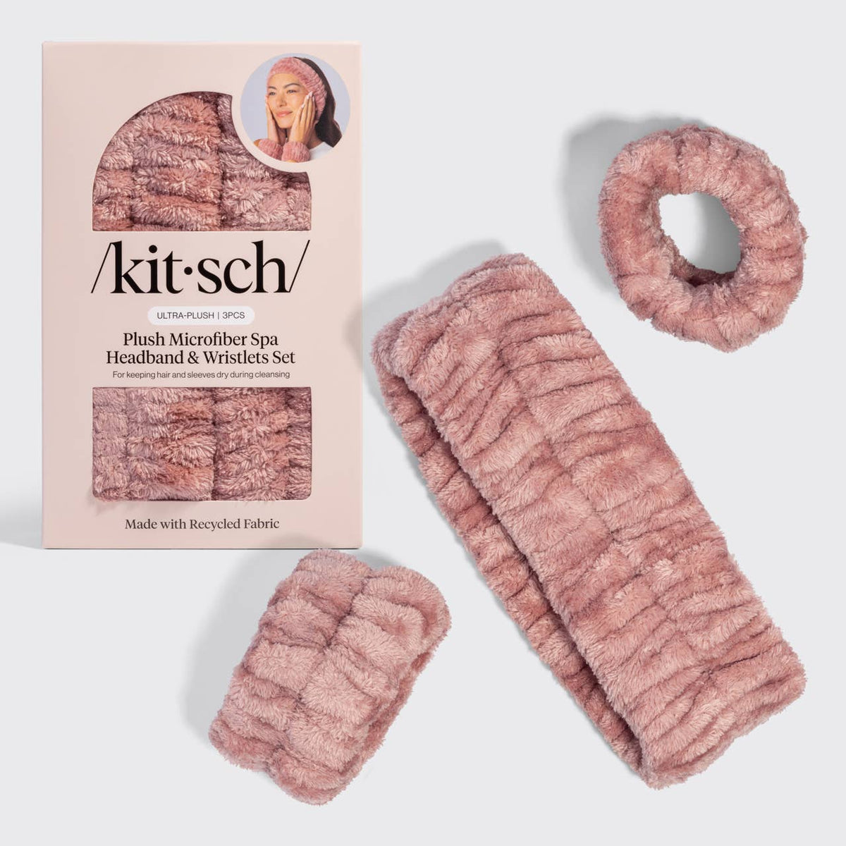 Kitsch Daily Spa – Mikrofaser Stirnband & Handgelenkbänder | Terracotta | 3er Set