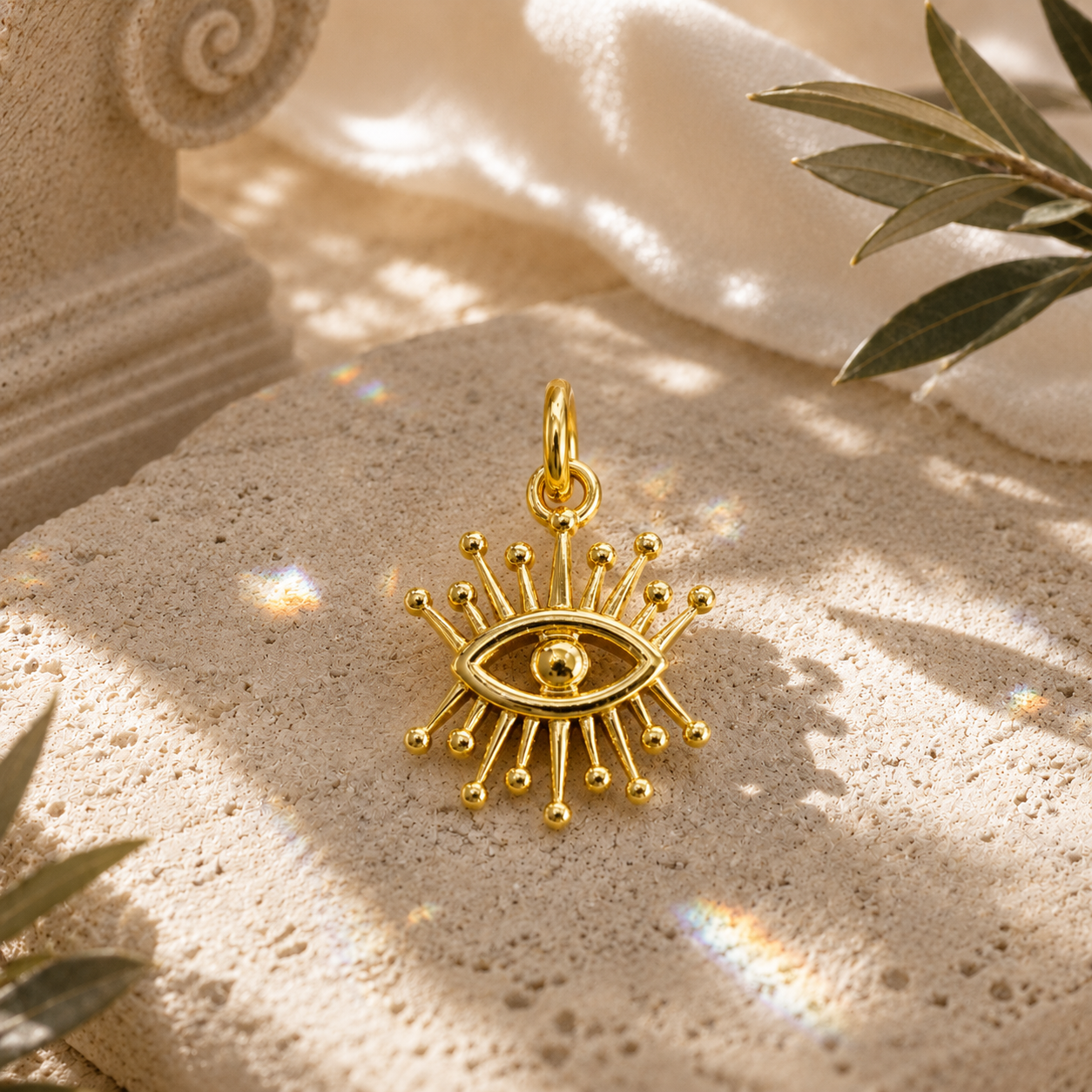 Sonnenauge Charm | Edelstahl Anhänger Gold & Silber | Mein Mantra