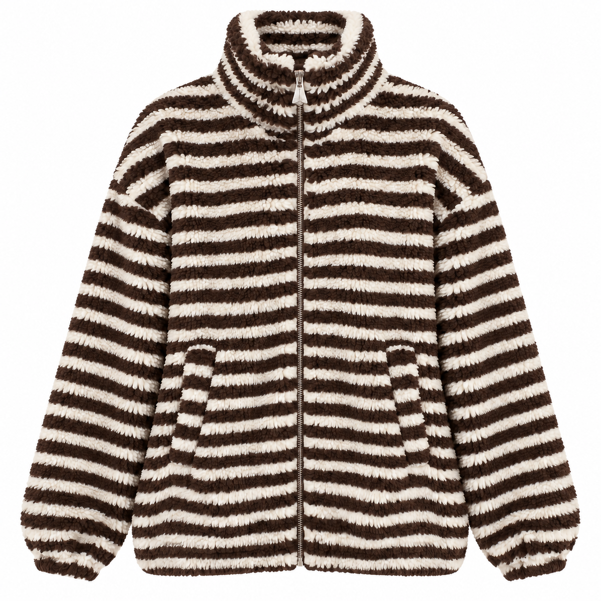 Striped Teddy Zipper Jacket